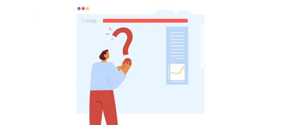 A Person Placing a Physical Questio Mark on EdHelp Page