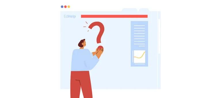 A Person Placing a Physical Questio Mark on EdHelp Page